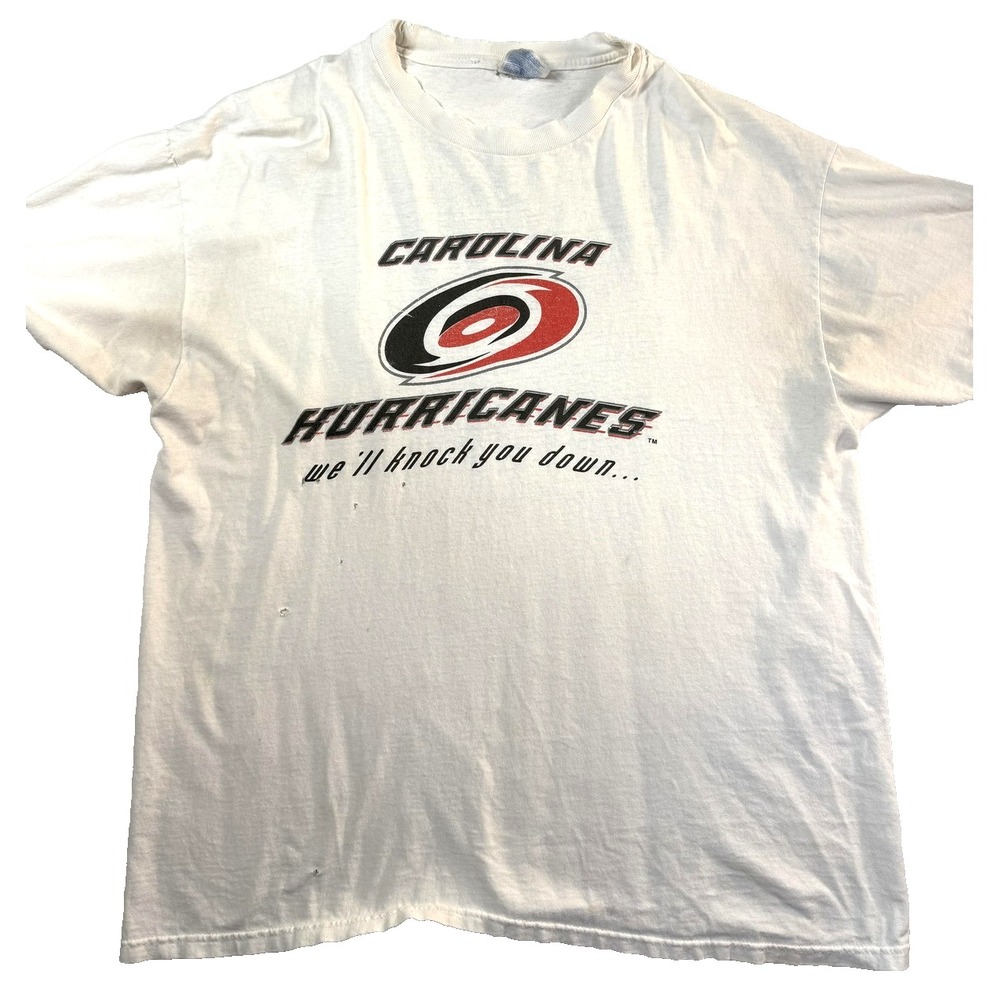 90s Carolina Hurricanes Hockey Thrasher TShirt Sportscore Mens XL White